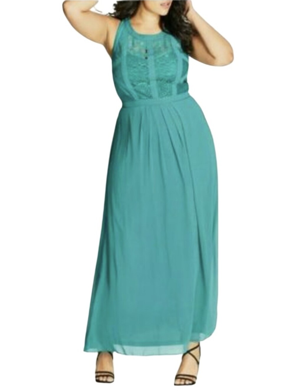 Lane Bryant  Sleeveless Teal Lace Bodice Maxi Dress - Women